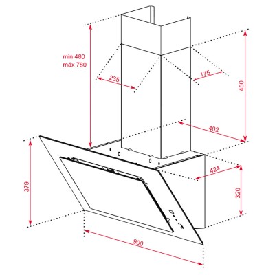 Витяжка кухонна Teka DVT PRO 98780 TCS BK (112930061) чорне скло