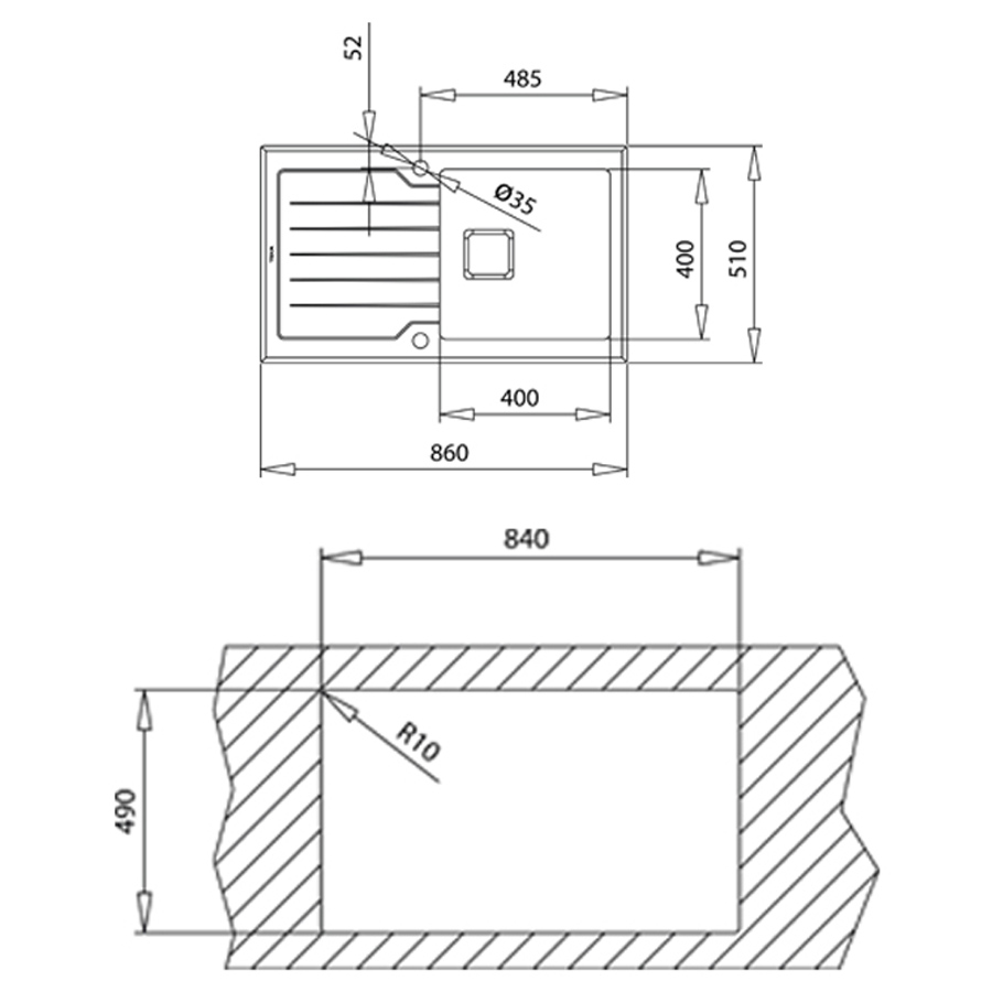 Кухонная мойка Teka Diamond RS15 1B 1D 86 (115100021) серый камень