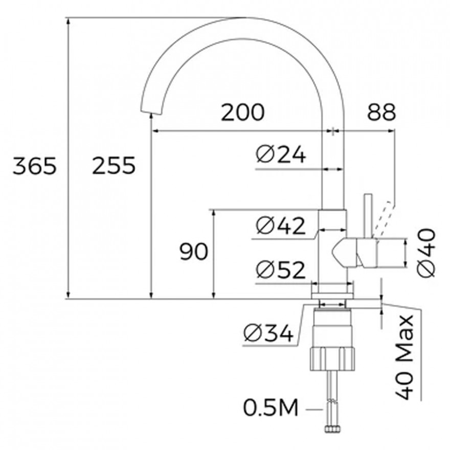 Смеситель кухонный Teka UNI 9310 (116030070) нержавеющая сталь