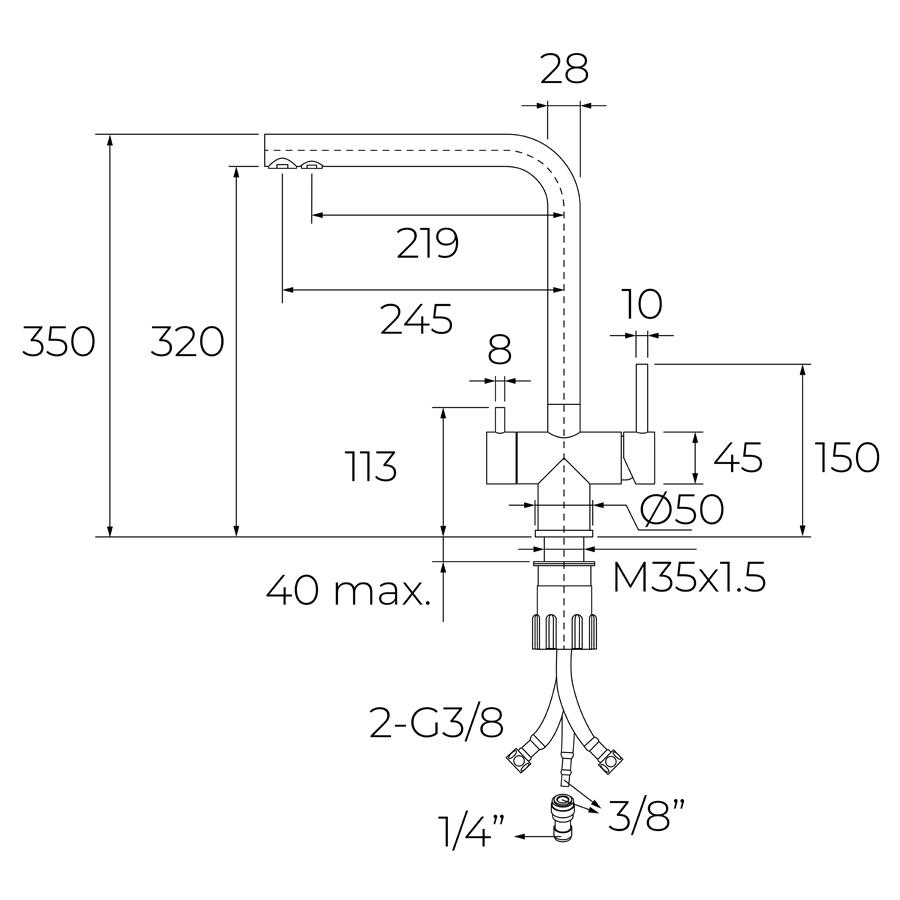 Кухонний змішувач Teka UNI 3330 (116030085) чорний
